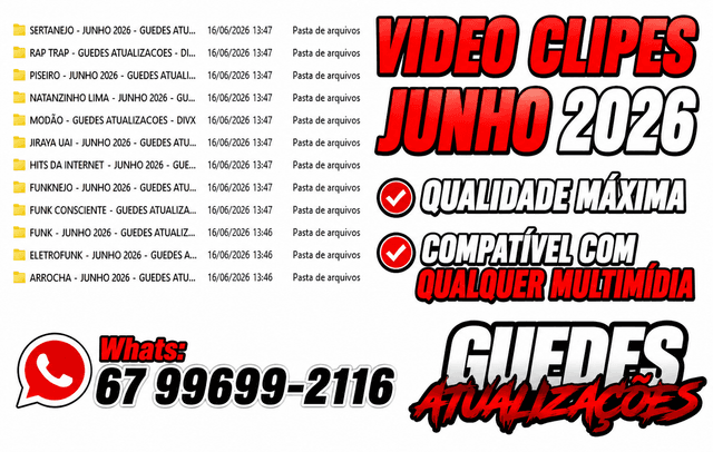 Pastas organizadas do Pack de Video Clipes Full HD