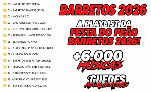 Pastas organizadas da Playlist Barretos 2026