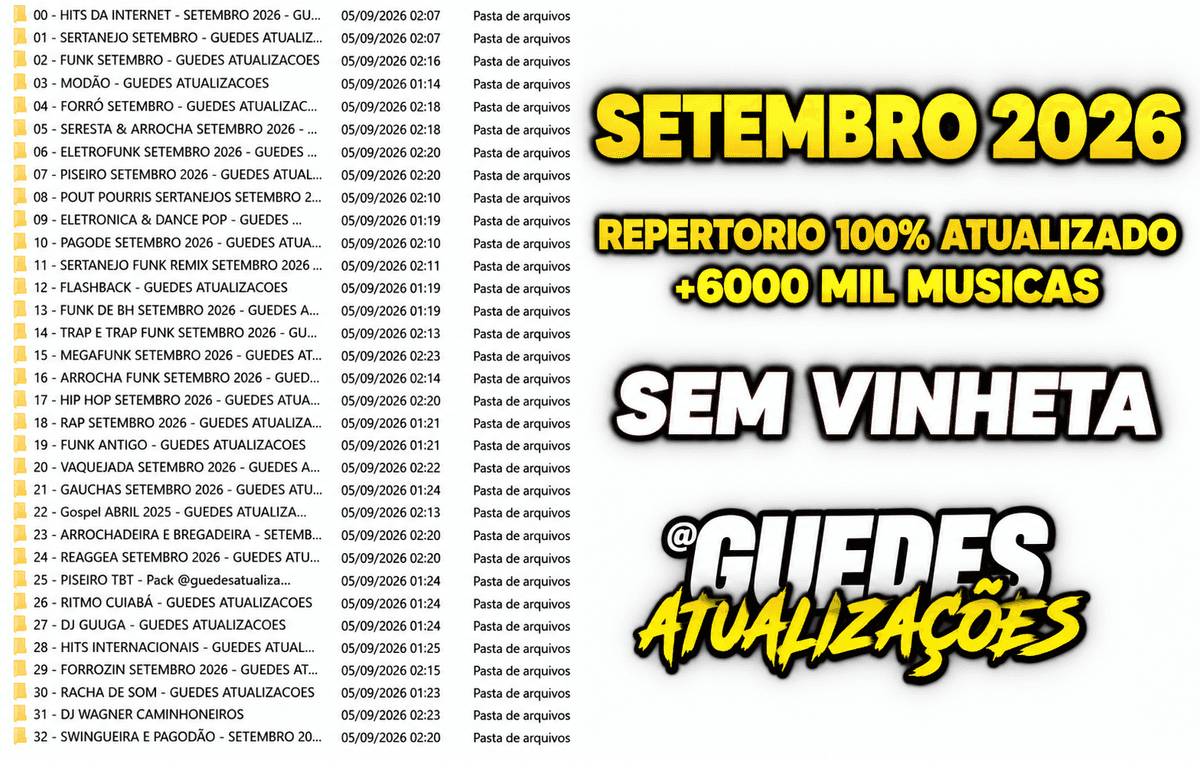 Pastas organizadas do Pack de Musicas Setembro 2026