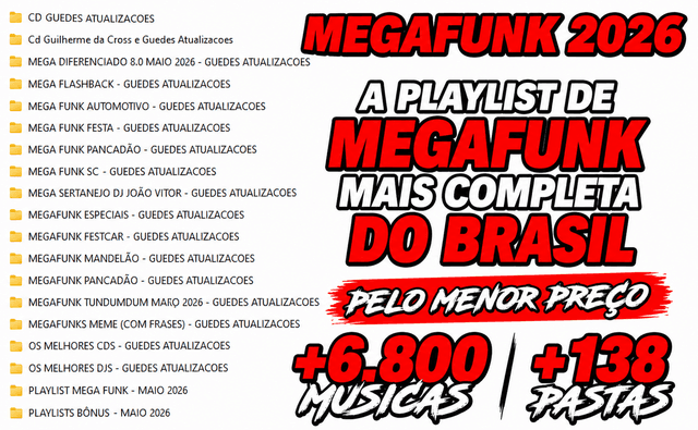 Pastas organizadas da Playlist MegaFunk 2026